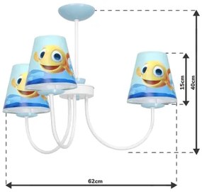 Lustră pe tijă pentru copii FISH 3xE14/40W/230V