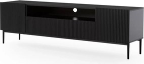 Comodă TV Nicole 200 cm cu nișă și sertare - negru mat / picioare negre