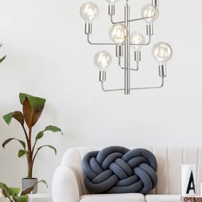 Lustră pe lanț ORLANDO 8xE27/60W/230V argintie