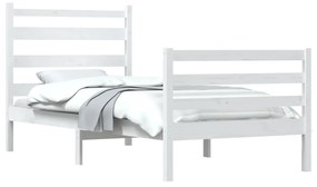 Cadru de pat, 100x200 cm, lemn masiv de pin, alb Alb, 100 x 200 cm
