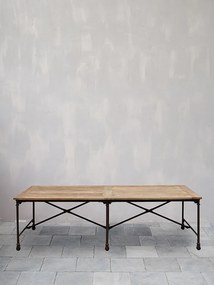 Masă de dining în stil industrial, din lemn masiv și metal, „Tapestry Large”