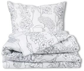 Lenjerie de pat Matex Satin Flori gri , 140 x 200cm, 70 x 90 cm