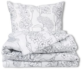 Lenjerie de pat Matex Satin Flori gri , 140 x 200cm, 70 x 90 cm