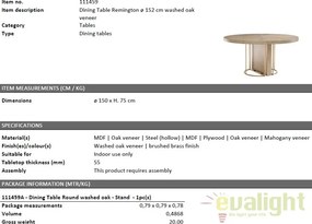 Masa rotunda design LUX Remington diametru 152cm 111459 HZ