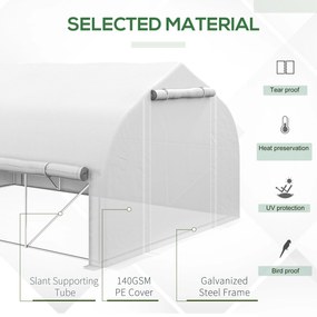 Outsunny Sera de Gradina 4x3m cu Pereti Laterali si Usa cu Fermoar 8 Ferestre Tunel pentru Plante | Aosom Romania