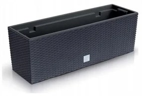 Jardiniera decorativa, imitatie ratan, antracit, 58x18x19.5 cm, Rato Case