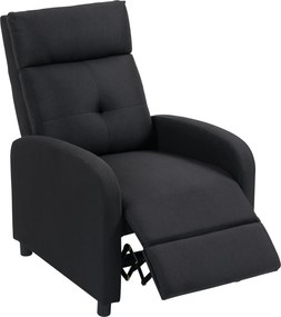 HOMCOM Fotoliu relax cu funcție de reclinare, suport pentru picioare extensibil, sistem de arcuri în buzunar, până la 150 kg, Negru | Aosom Romania
