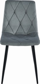 OFERTA Scaun de masa gri de catifea LIBRA cu picioare negre II. calitate