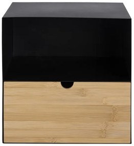 Noptieră cu posibilitate de montare pe perete BEKIM negru/bambus