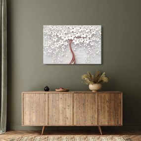 Tablou - Imaginea copacului alb cu flori albe, rosegold (90x60 cm)