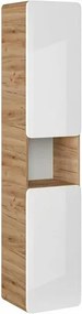 Dulap coloana suspendat 35 cm cu 2 sertare si 2 usi Comad Aruba stejar Craft si alb lucios