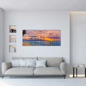 Tablou - Apus de soare la plajâ (120x50 cm)