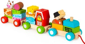Tren din lemn pentru copii cu cuburi