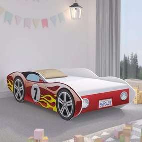 Pat frumos pentru copii 160 x 80 cm în stilul unei mașini de curse roșii