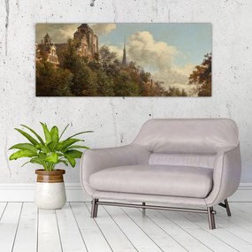 Tablou - Jan van der Heyden, View Down a Dutch Canal, reproducere (120x50 cm)