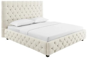 Pat elegant tapitat cu tesatura bej, PARIS CHESTERFIELD 180x200cm