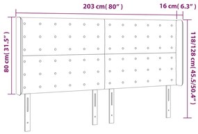 Tablie de pat cu LED, cappuccino, 203x16x118 128 cm, piele eco 1, Cappuccino, 203 x 16 x 118 128 cm