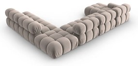 Colțar modular maro deschis cu tapițerie din catifea (cu colț pe partea dreaptă/în formă de "U") Bellis – Micadoni