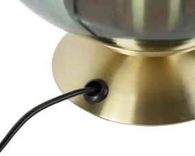 Lampă de masă Art Deco din alamă cu sticlă verde - Pallon