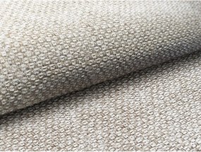 Pat matrimonial bej tapițat cu spațiu de depozitare cu somieră 140x200 cm Mano – Makamii