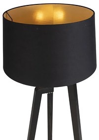 Lampă de podea inteligentă cu abajur negru cu auriu 50 cm inclusiv Wifi A60 - Puros