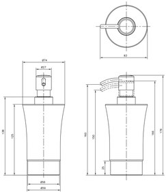 Distribuitor de săpun SAPHO 1308-31 Justy,, ceramică/oțel inoxidabil