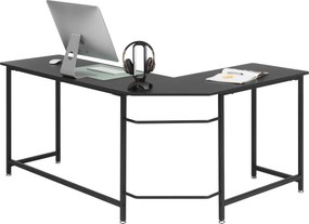 MCA furniture birou de colț Maletto negru 168/129/76 cm