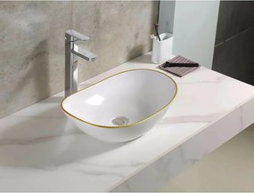 Lavoar pe blat alb/auriu Rune Sigyn 61.5 cm