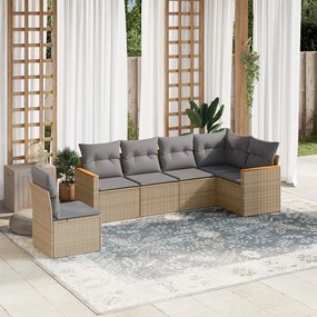 vidaXL Set canapele de grădină, 6 piese, cu perne, bej, poliratan