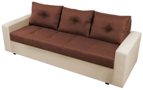 Canapea extensibila, Toledo, 226x90x86 cm, lada de depozitare, Crem/Maro