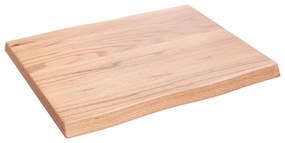 363933 vidaXL Blat masă, 60x50x4 cm, maro, lemn stejar tratat contur organic