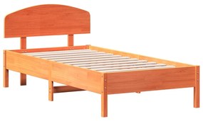 3207240 vidaXL Cadru de pat cu tăblie, maro ceruit, 90x190 cm, lemn masiv pin