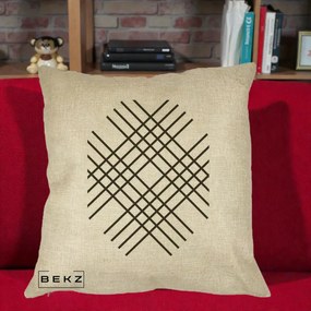 Perna Decorativa Geometric Grid, 40x40 cm, Crem, Husa Detasabila, Perna Inclusa, BEKZ®