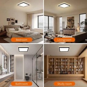 Brilagi - Plafonieră LED dimabilă ULTRA SLIM LED/18W/230V 30x30 cm neagră + telecomandă
