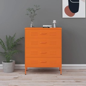 Comoda cu sertare, portocaliu, 80x35x101,5 cm, otel Portocaliu