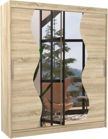 Dulap cu usi glisante si oglinda 180x215 cm, Medison, ADRK Furniture (Culoare: Alb)