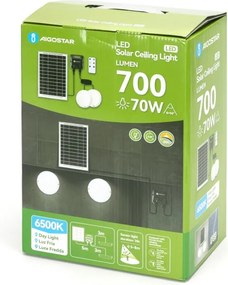 Aigostar - Plafonieră LED solară 2xLED/35W/3,7V 6000 mAh IP65 + telecomandă