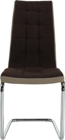 Scaun bucătărie, material textil maro/piele ecologică bej/crom, SALOMA NEW