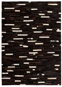 Covor piele naturala, mozaic, 80x150 cm, benzi, negru alb Alb si negru, 80 x 150 cm