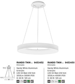 Lustra LED design modern circular RANDO THIN alba 4000K NVL-9453450
