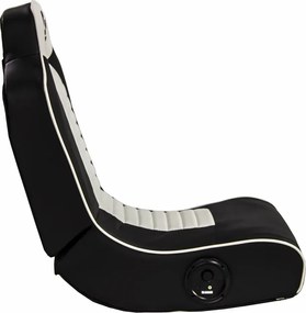 RESIGILAT- Fotoliu gaming, boxe încorporate, conectare Bluetooth, pliabil, PU, Negru/Alb