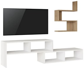 Set mobilier living Kakomo, Pako World, Alb-Natural, 170x29x43 cm