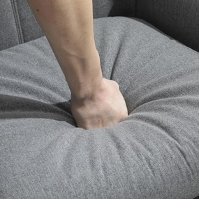 HOMCOM Set Fotoliu cu Pouf pentru picioare, Capitonate, Mobilier Casa si Birou, din Metal si Tesatura, Gri