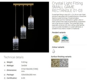 Lustra cu 3 pendule Cristal Bohemia Exclusive SMALL GAME RECTANGLE 01-03 CE