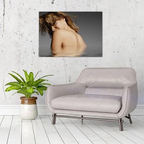 Tablou pe sticlă - Imaginea unei femei care face baie (70x50 cm)
