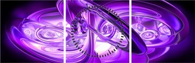 Tabloul fractalilor în violet (cu ceas) (90x30 cm)