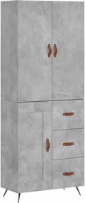 vidaXL Dulap înalt, gri beton, 69,5x34x180, lemn compozit