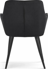 Scaun de masa VARSI VELVET cu picioare negre, negru