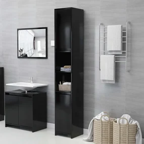 802670 vidaXL Dulap de baie, negru, 30x30x183,5 cm, PAL