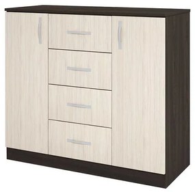 COMODA CALIN, 100X43.5X91 CM, 2 USI + 4 SERTARE, CULOARE WENGE/ASTRA, PAL